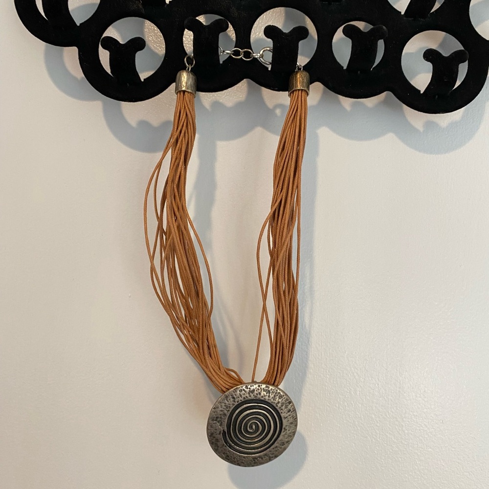 Funky Silver Swirl Multi-leather Chain Necklace Handmade in Peru